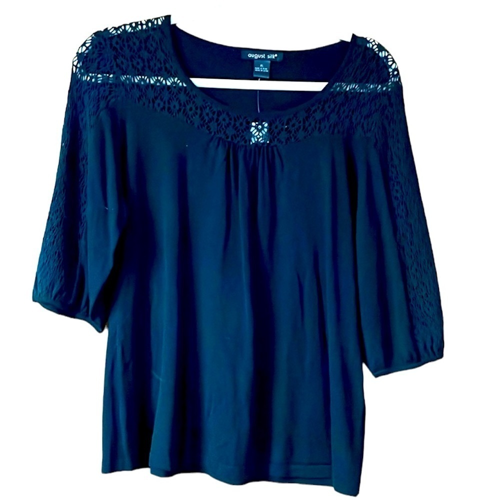 NWT August Silk women’s black blouse size XL